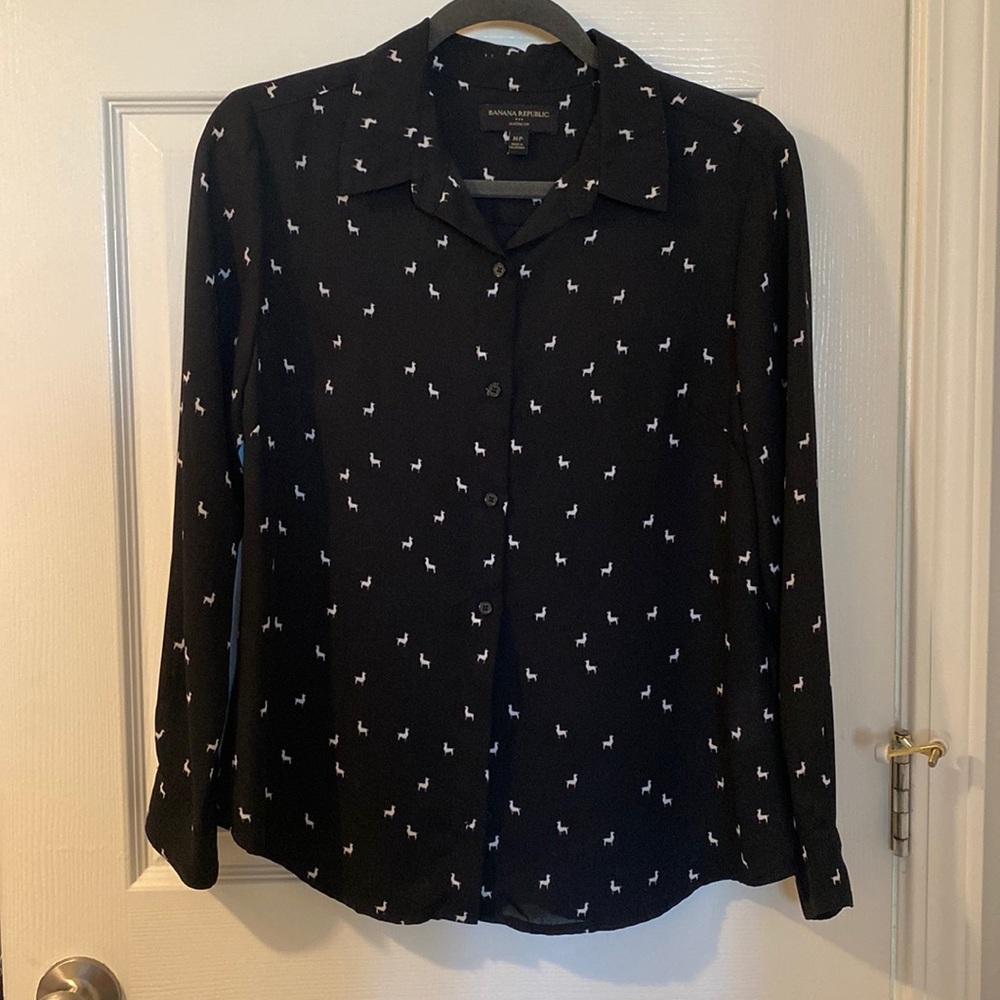 Black Llama Print blouse